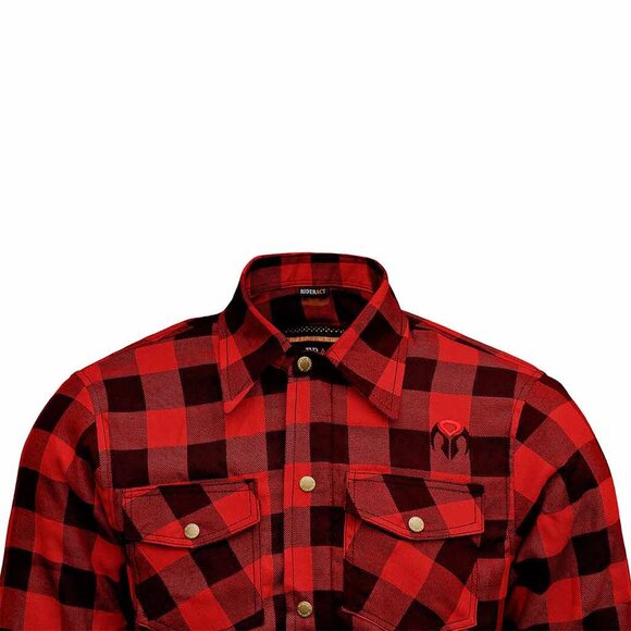 RIDERACT® Western Style Flannel Shirts Checked Red Men Shirt With CE Armors - Picture 4 of 8